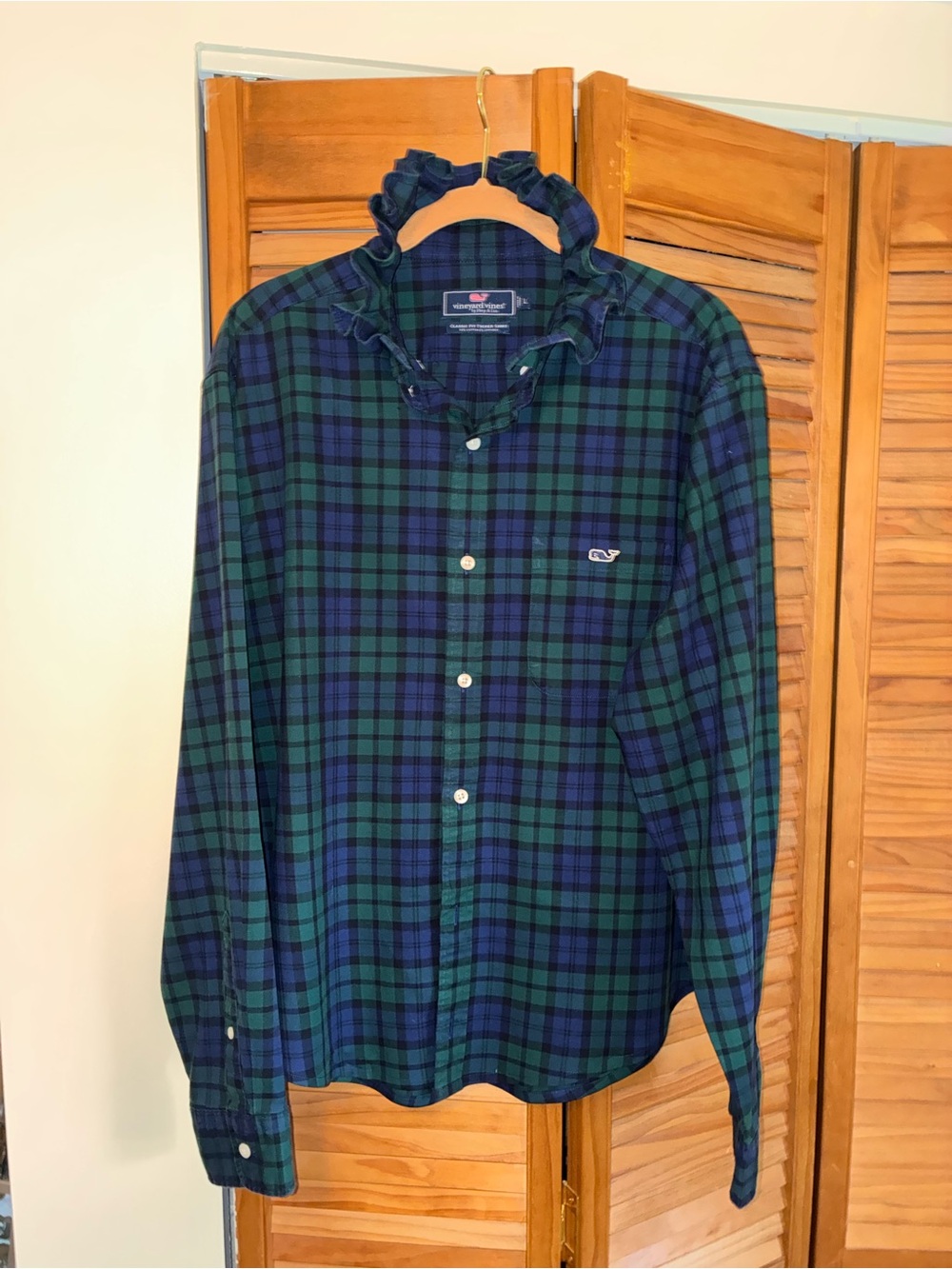 Vineyard Vines Green and Navy Plaid Button-Down Shirt